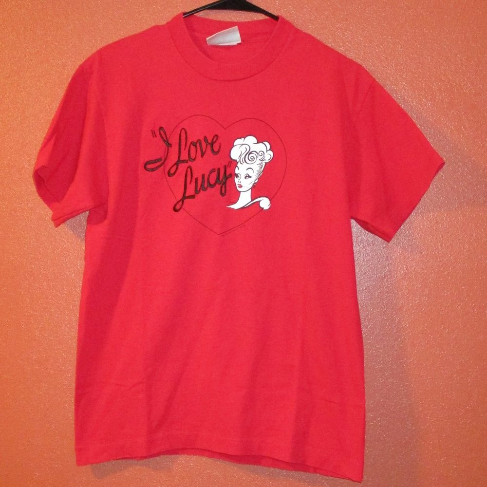 I Love Lucy Shirt 1991 Woman Small Red Black Embroidered Summer Fun Shirt
